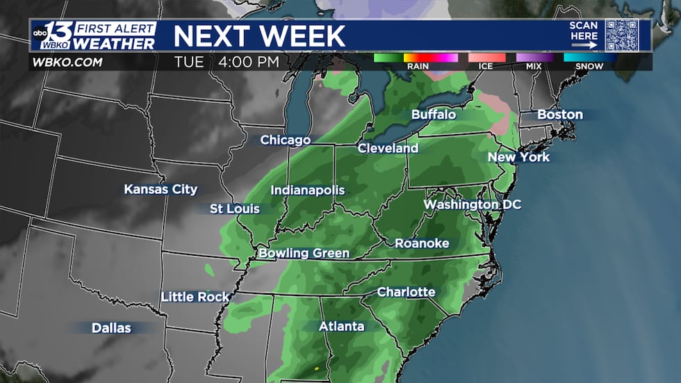 The wet weather is going to increase Monday night into Tuesday