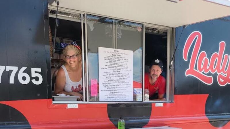 Owner of Ladybug Fritters and Fries Jennifer Stafford and her husband Larry Stafford running...