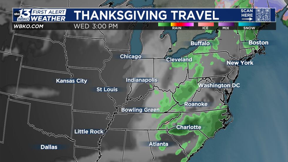 Some rain lingers over the eastern US on Wednesday