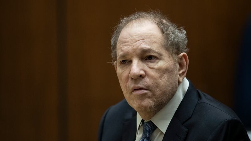 FILE - Former film producer Harvey Weinstein appears in court at the Clara Shortridge Foltz...