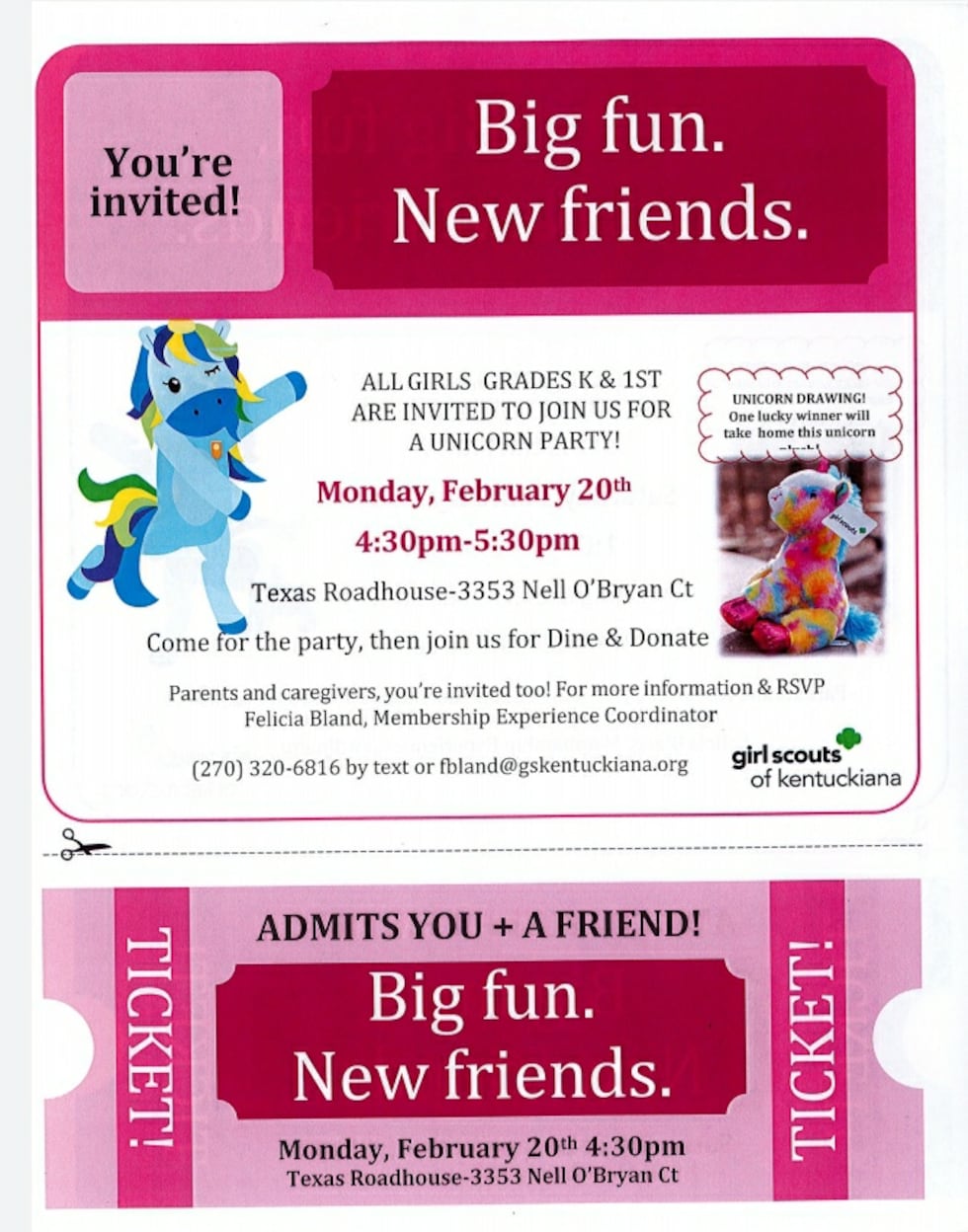 Girl Scouts of Kentuckiana to host two Unicorn Recruitment parties