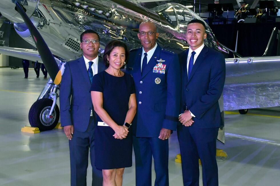 In this image provided by U.S. Air Force, Air Force Chief of Staff Gen. CQ Brown, Jr., his...