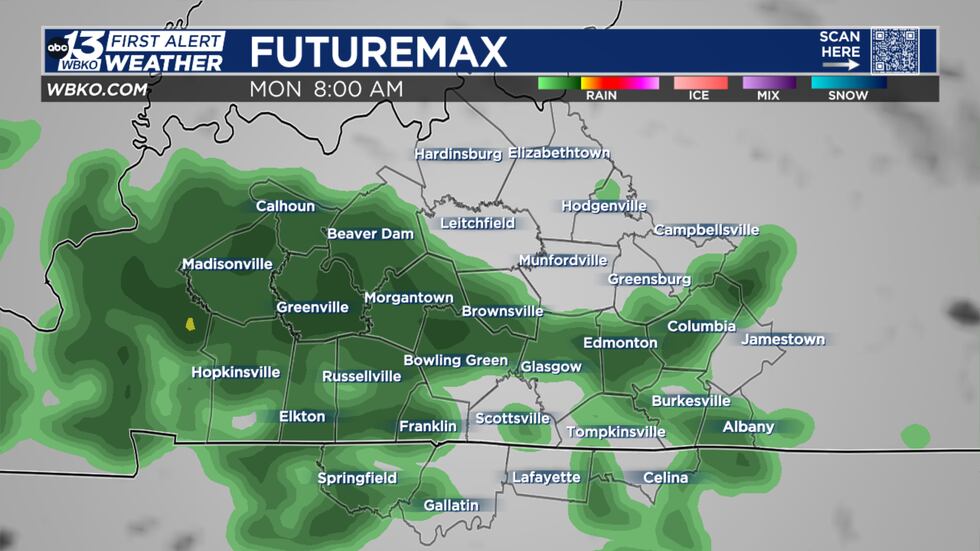 Shower chances increasing for Monday morning